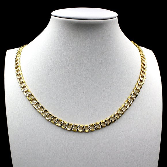 JewelzKing Other - Real 10K Yellow Gold 5.5mm Diamond Cut Cuban Link Chain Necklace 20" inch